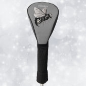 Spooky Gothic Big Bee Skull on Wings Grau Golf Headcover