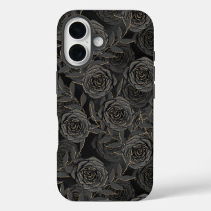 SPOOKY GOTHIC BLACK & GOLD HALLOWEWEEN BLUME iPhone 16 HÜLLE