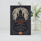 Spooky Gothic Castle Halloween-Party Einladung (Stehend Vorderseite)