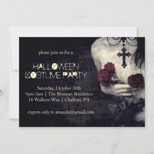 Spooky Gothic Frauen laden Halloween-Party ein Einladung (Vorderseite)