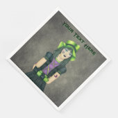 Spooky Gothic Girl Spiderweb Tattoo Black Dress Serviette (Ecke)