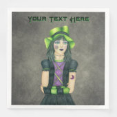 Spooky Gothic Girl Spiderweb Tattoo Black Dress Serviette (Vorderseite)