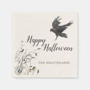 Spooky Gothic Halloween Black Raven Serviette