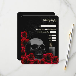 Spooky Gothic Halloween Hochzeitsszenario RSVP mit Karte