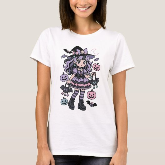 Spooky Gothic Halloween Illustration T-Shirt (Vorderseite)