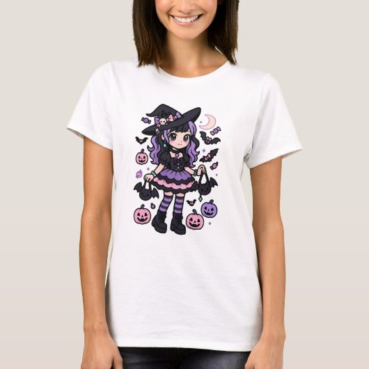 Spooky Gothic Halloween Illustration T-Shirt (Vorderseite)