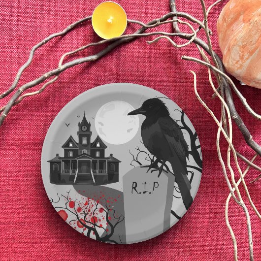 Spooky Gothic Halloween Papierplatte Pappteller