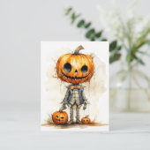 Spooky Gothic Halloween Pumpkin Fiend Postkarte (Stehend Vorderseite)