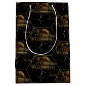Spooky Gothic Raven in Full Moon Adult Halloween Mittlere Geschenktüte (Vorderseite)