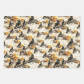 Spooky Gothic Raven in Vollmond Adult Halloween Geschenkpapier Set (Vorderseite)