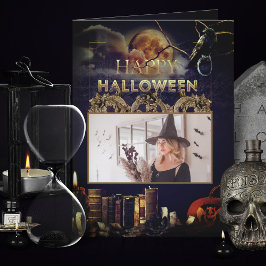 Spooky Gothic Raven in Vollmond Adult Halloween Karte