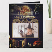 Spooky Gothic Raven in Vollmond Adult Halloween Karte (Vorderseite)