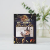 Spooky Gothic Raven in Vollmond Adult Halloween Postkarte (Stehend Vorderseite)