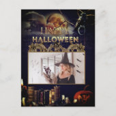 Spooky Gothic Raven in Vollmond Adult Halloween Postkarte (Vorderseite)