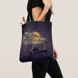 Spooky Gothic Raven in Vollmond Adult Halloween Tasche