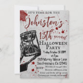 Spooky Gothic Skeleton Halloween-Party Einladung (Vorderseite)