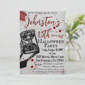 Spooky Gothic Skeleton Halloween-Party Einladung (Stehend Vorderseite)