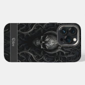 Spooky Gothic Skull Black & Gray iPhone Hülle (Rückseite (Horizontal))