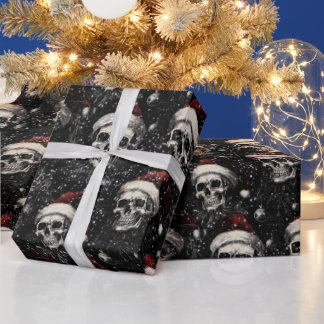 Spooky Gothic Weihnachtskulls Geschenkpapier
