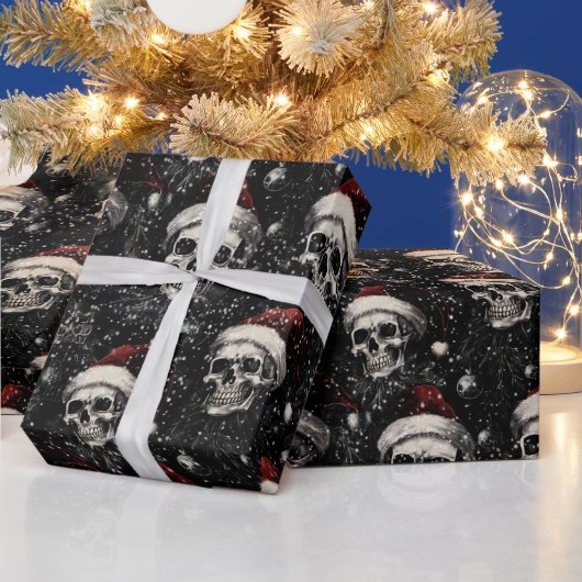 Spooky Gothic Weihnachtskulls Geschenkpapier (Feiertage)