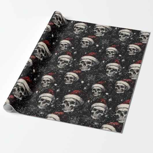 Spooky Gothic Weihnachtskulls Geschenkpapier (Ungerollt)