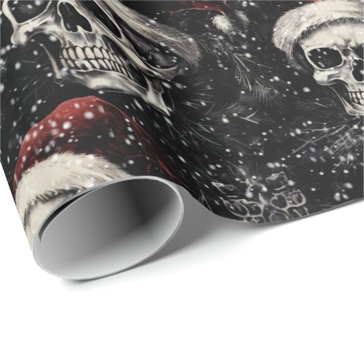 Spooky Gothic Weihnachtskulls Geschenkpapier (Rolleneckpunkt)