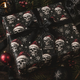 Spooky Gothic Weihnachtskulls Geschenkpapier