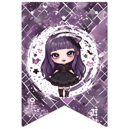 Spooky gothy Girl Happy Birthday Wimpelkette (Erste Fahne)