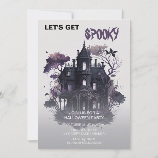 Spooky Gothy Spuk House Halloween Einladung (Vorderseite)
