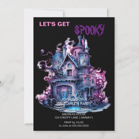 Spooky Gothy Spuk House Halloween Einladung (Vorderseite)