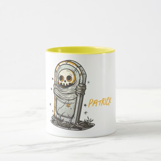 Spooky Grabstein Skeleton Tasse (Zentrum)