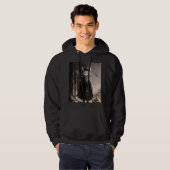 Spooky-graue Katze-Magier im Nebelwald Halloween Hoodie (Vorne ganz)