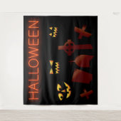 Spooky Graveyard Cemetary Halloween Creepy Eyes Wandteppich (Vorderseite)