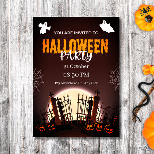 Spooky Graveyard Ghosts & Pumpkins Halloween-Party Einladung