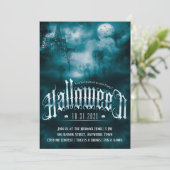 Spooky Graveyard Gothic Dark Halloween Einladung (Stehend Vorderseite)