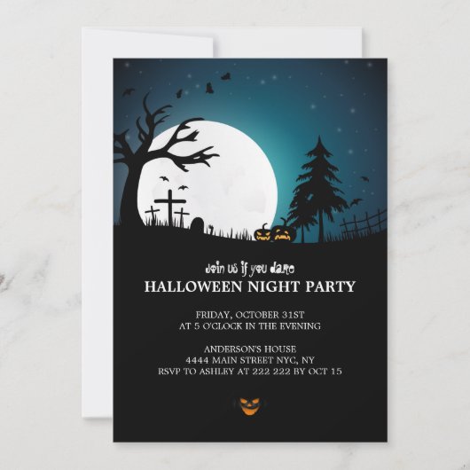 Spooky Graveyard Halloween Einladung (Vorderseite)