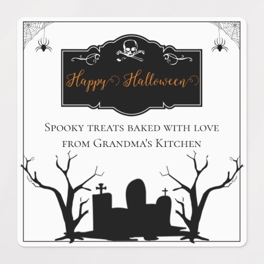 Spooky Graveyard Halloween Etiketten (Design 1)