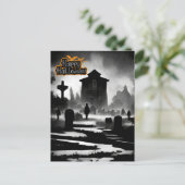 Spooky Graveyard Halloween Feiertagspostkarte (Stehend Vorderseite)