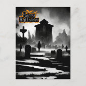 Spooky Graveyard Halloween Feiertagspostkarte (Vorderseite)