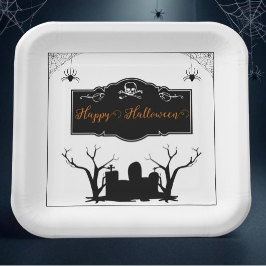 Spooky Graveyard Halloween Pappteller