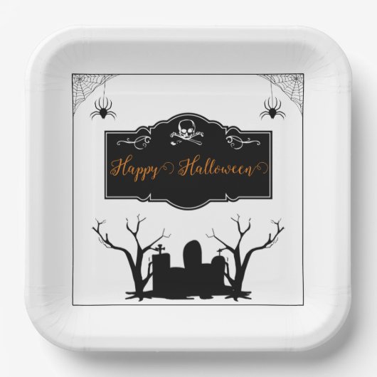 Spooky Graveyard Halloween Pappteller (Vorderseite)