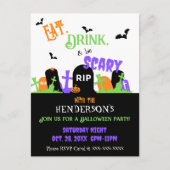 Spooky Graveyard Halloween-Party Einladungspostkarte (Vorderseite)