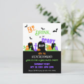 Spooky Graveyard Halloween-Party Einladungspostkarte (Stehend Vorderseite)