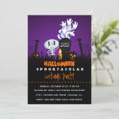 Spooky Graveyard Halloween-Party laden Einladung (Stehend Vorderseite)