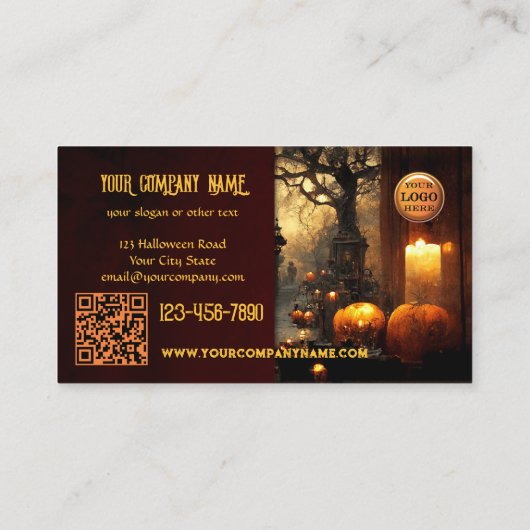 Spooky Graveyard Halloween Visitenkarte (Rückseite)