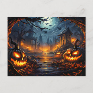 Spooky Graveyard Happy Halloween Postkarte
