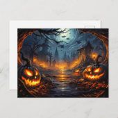 Spooky Graveyard Happy Halloween Postkarte (Vorne/Hinten)