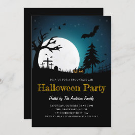 Spooky Graveyard Mitternacht Halloween-Party Invit Einladung
