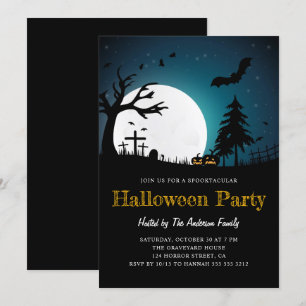 Spooky Graveyard Mitternacht Halloween-Party Invit Einladung