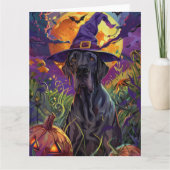 Spooky Great Dane Halloween Hexenkürbis Karte (Vorderseite)
